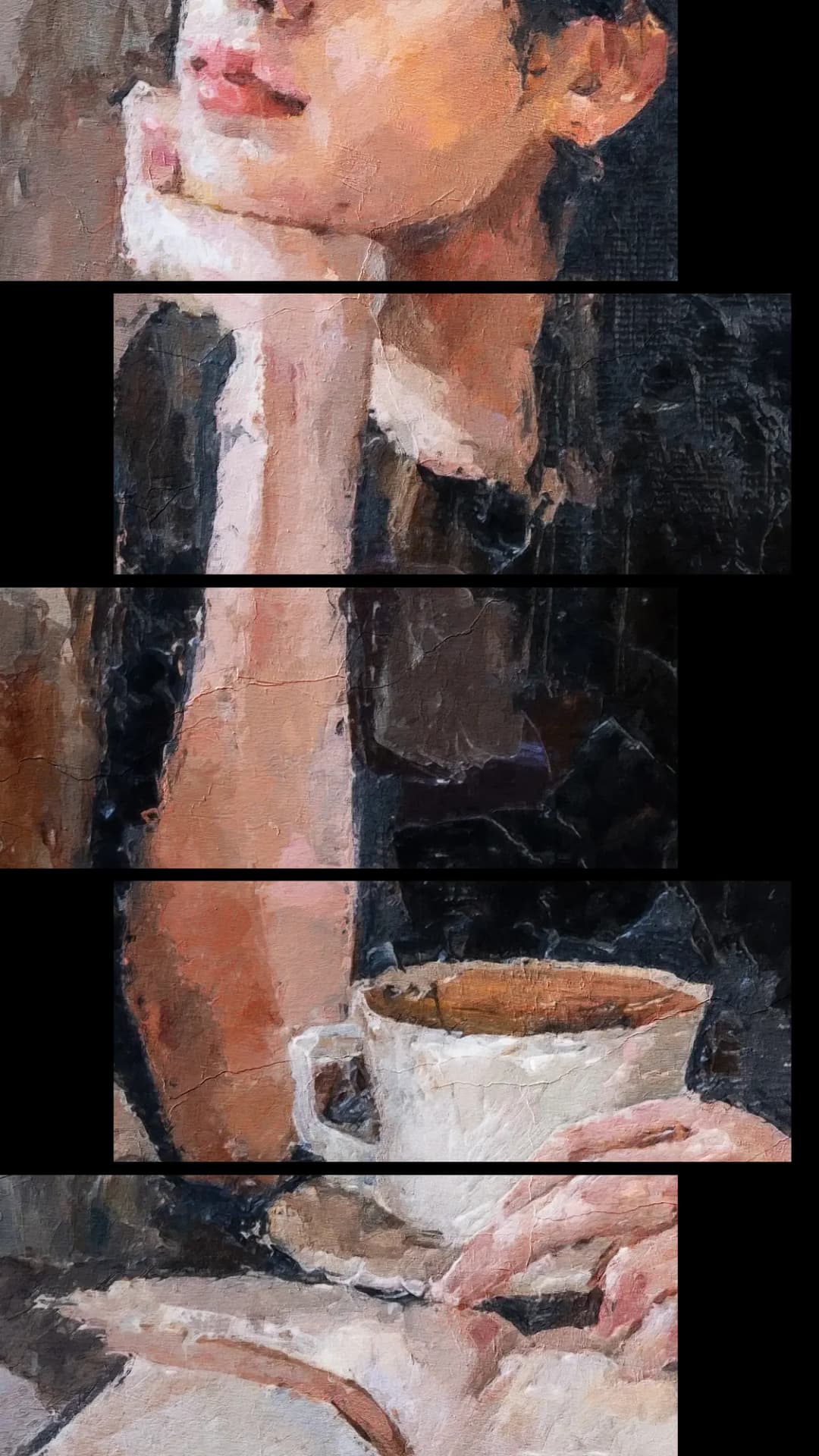 Elegant Woman with Coffee – 5 Panels Up & Down