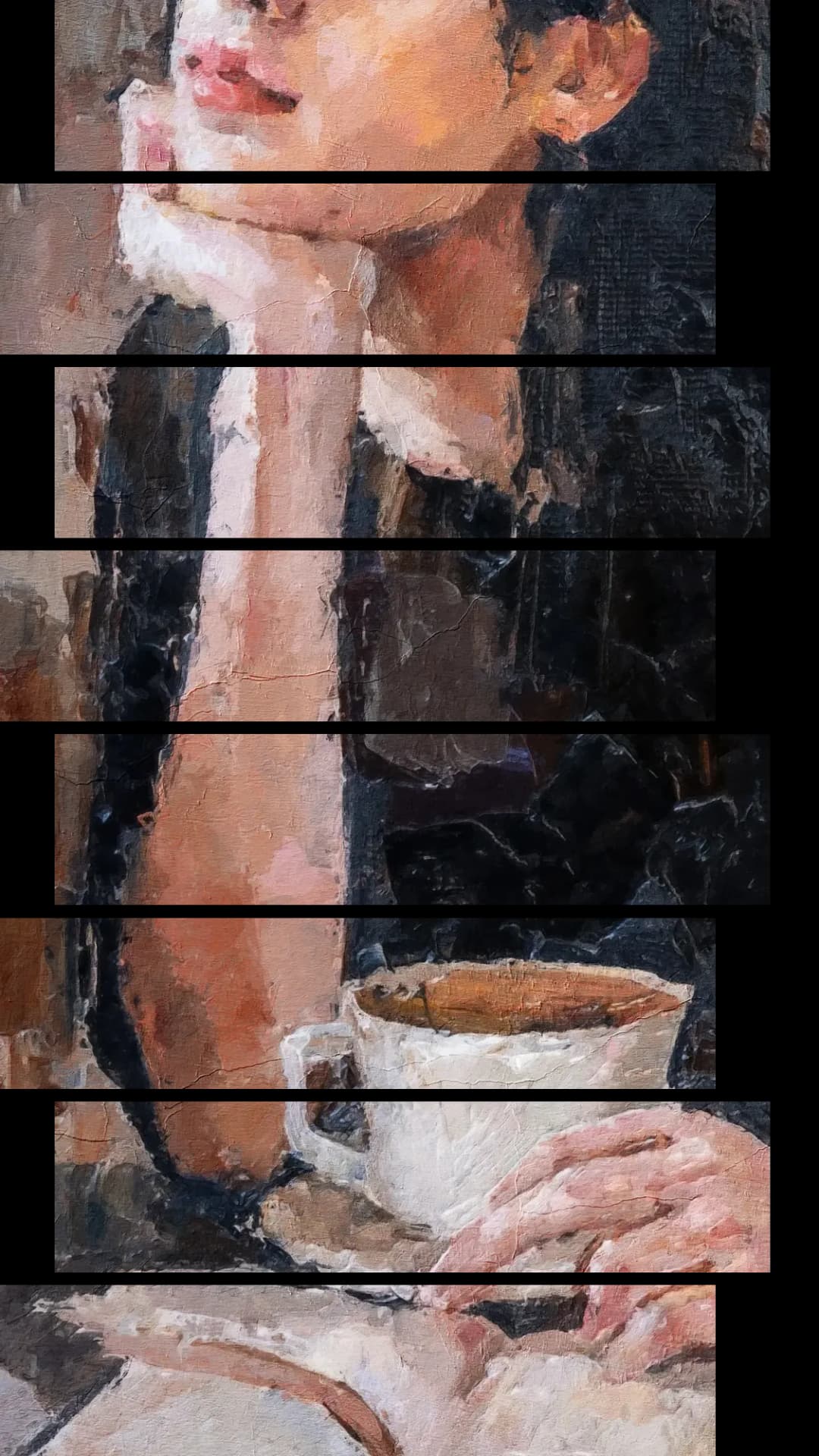 Elegant Woman with Coffee – 8 Panels Up & Down