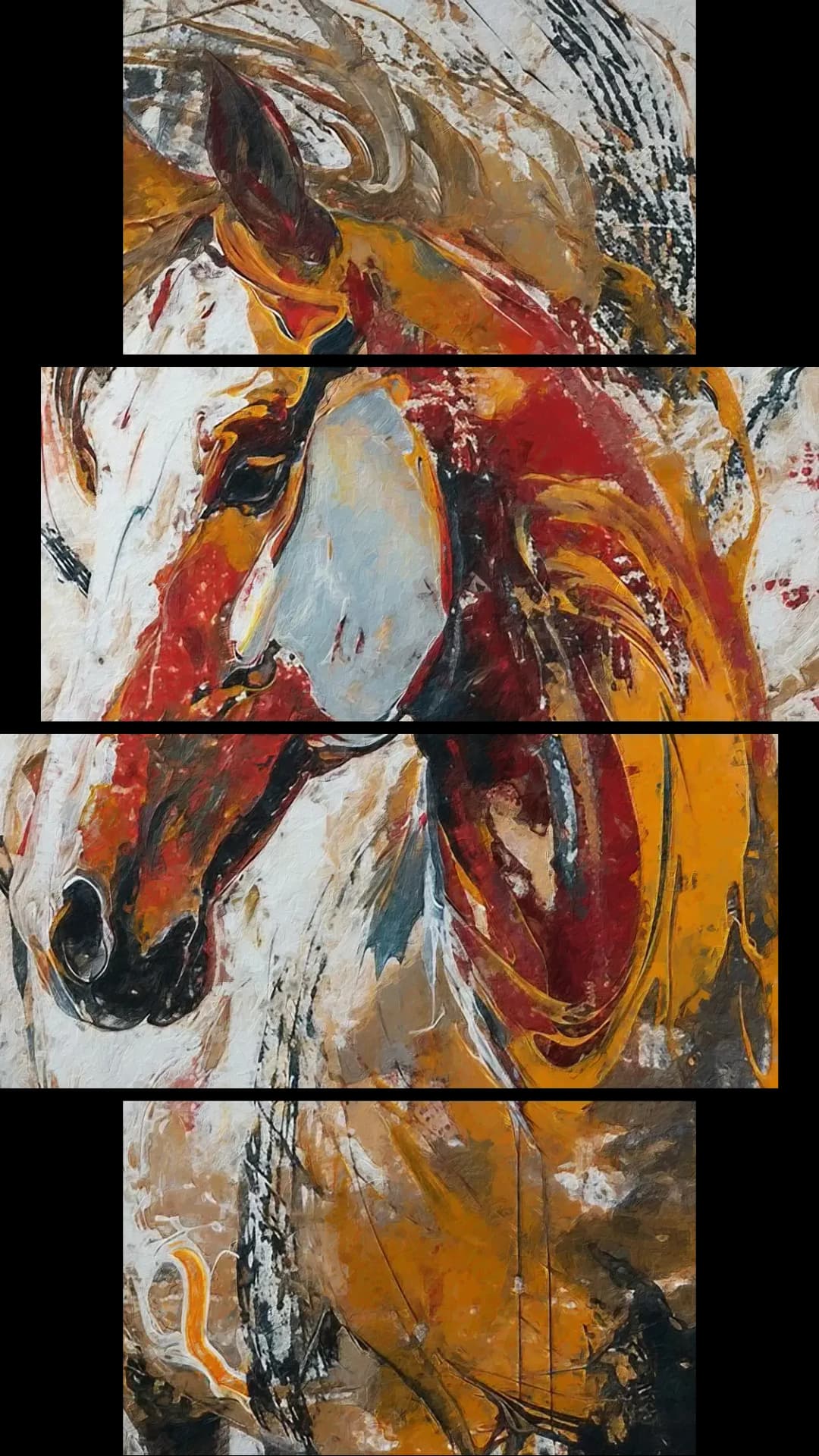 Expressive Horse Portrait – 4 Panels