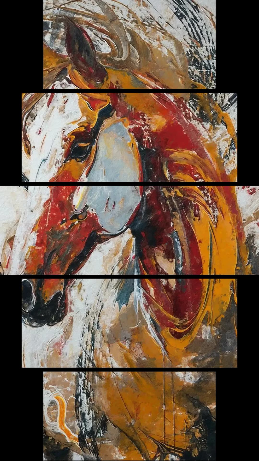 Expressive Horse Portrait – 5 Panels Hierarchy