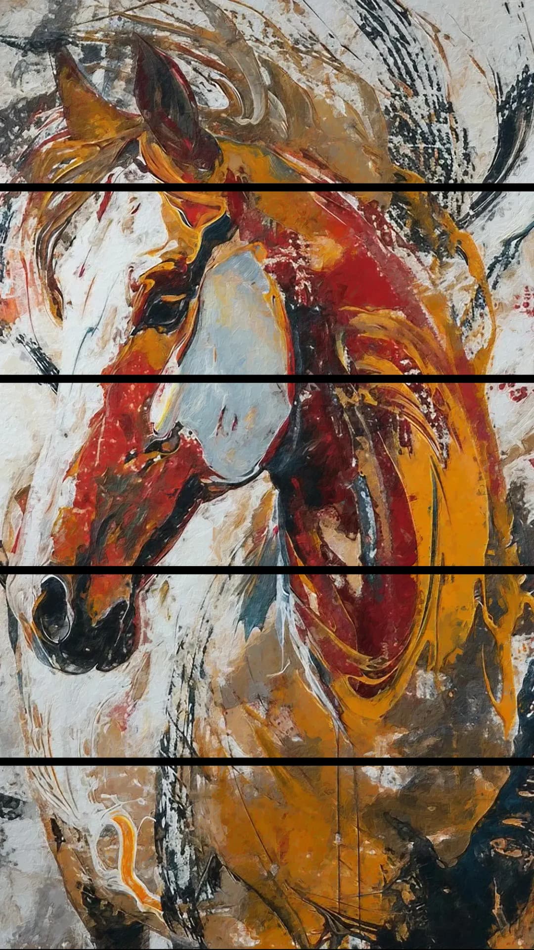 Expressive Horse Portrait – 5 Panels Straight