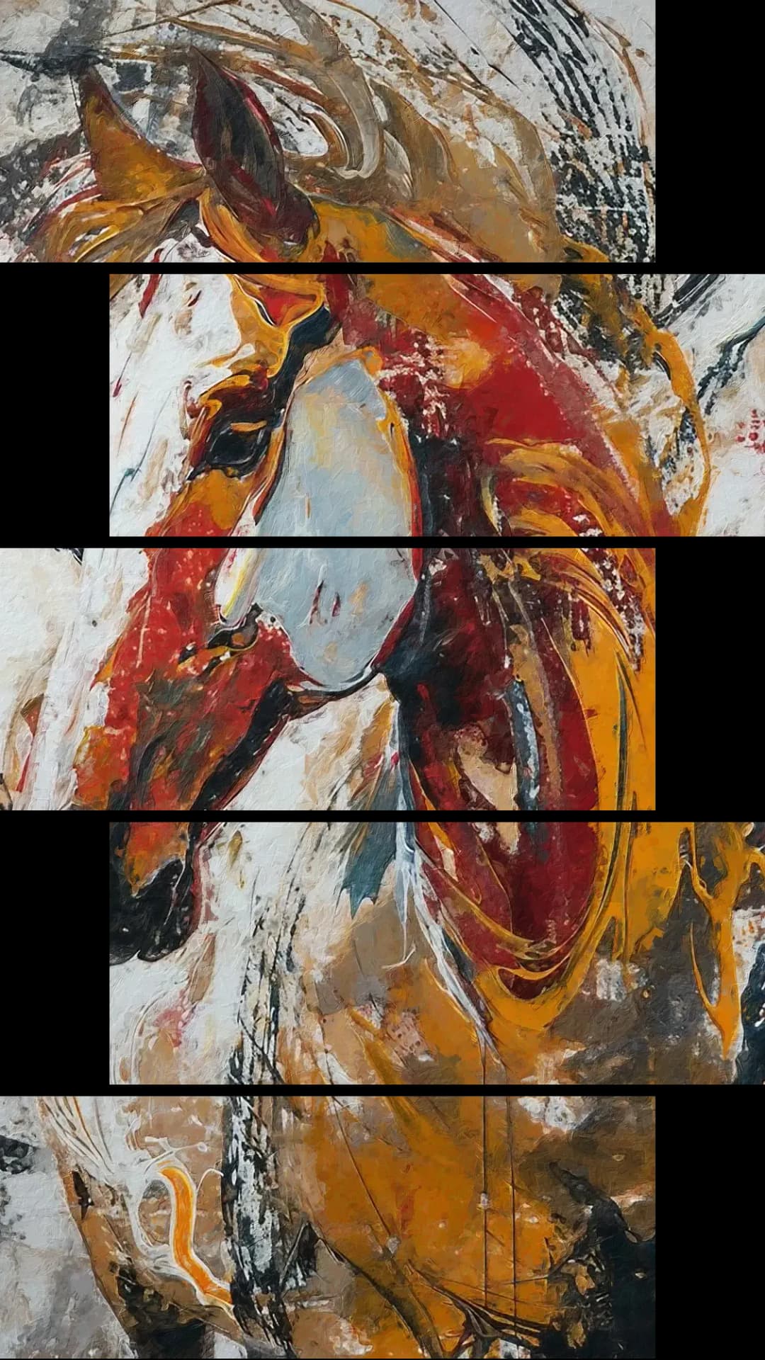Expressive Horse Portrait – 5 Panels Up & Down