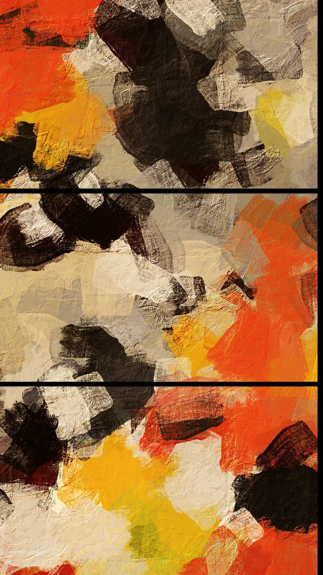 Expressive Warm Patches – 3 Panels