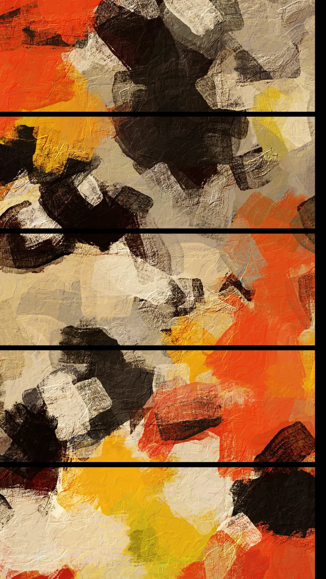 Expressive Warm Patches – 5 Panels Straight