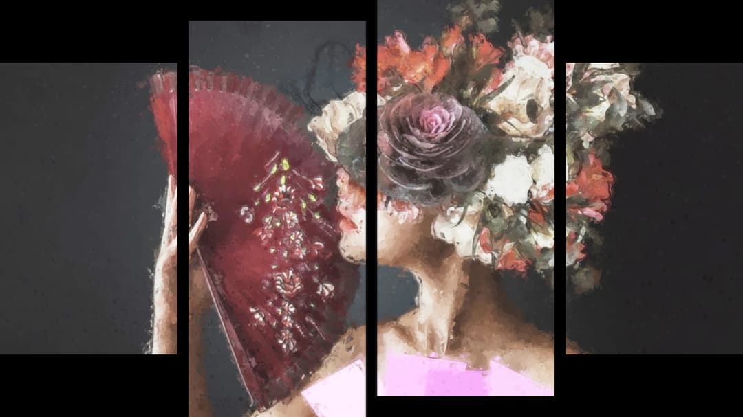 Fan Rose Woman – 4 Panels