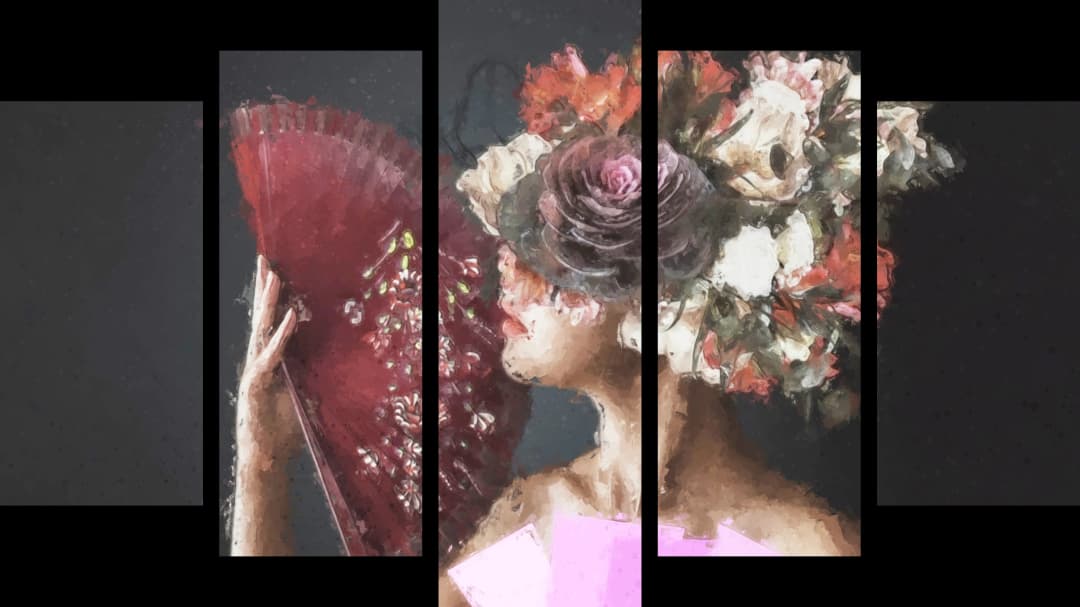 Fan Rose Woman – 5 Panels Hierarchy