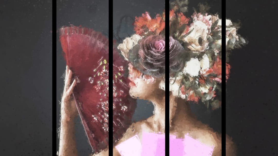 Fan Rose Woman – 5 Panels Straight