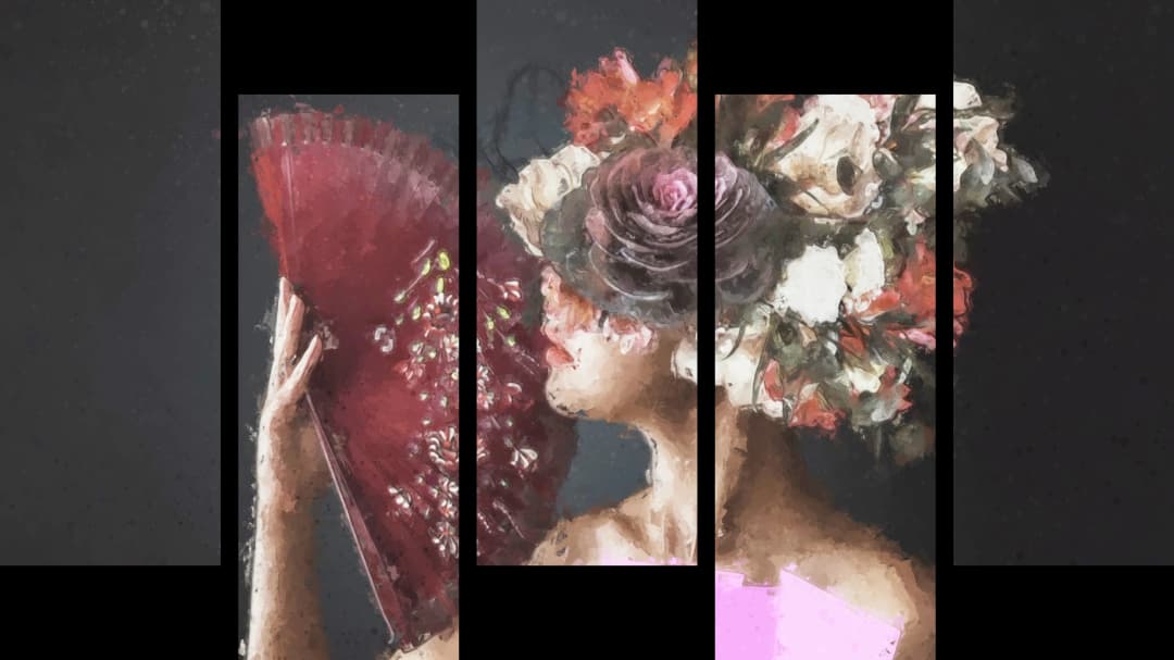 Fan Rose Woman – 5 Panels Up & Down