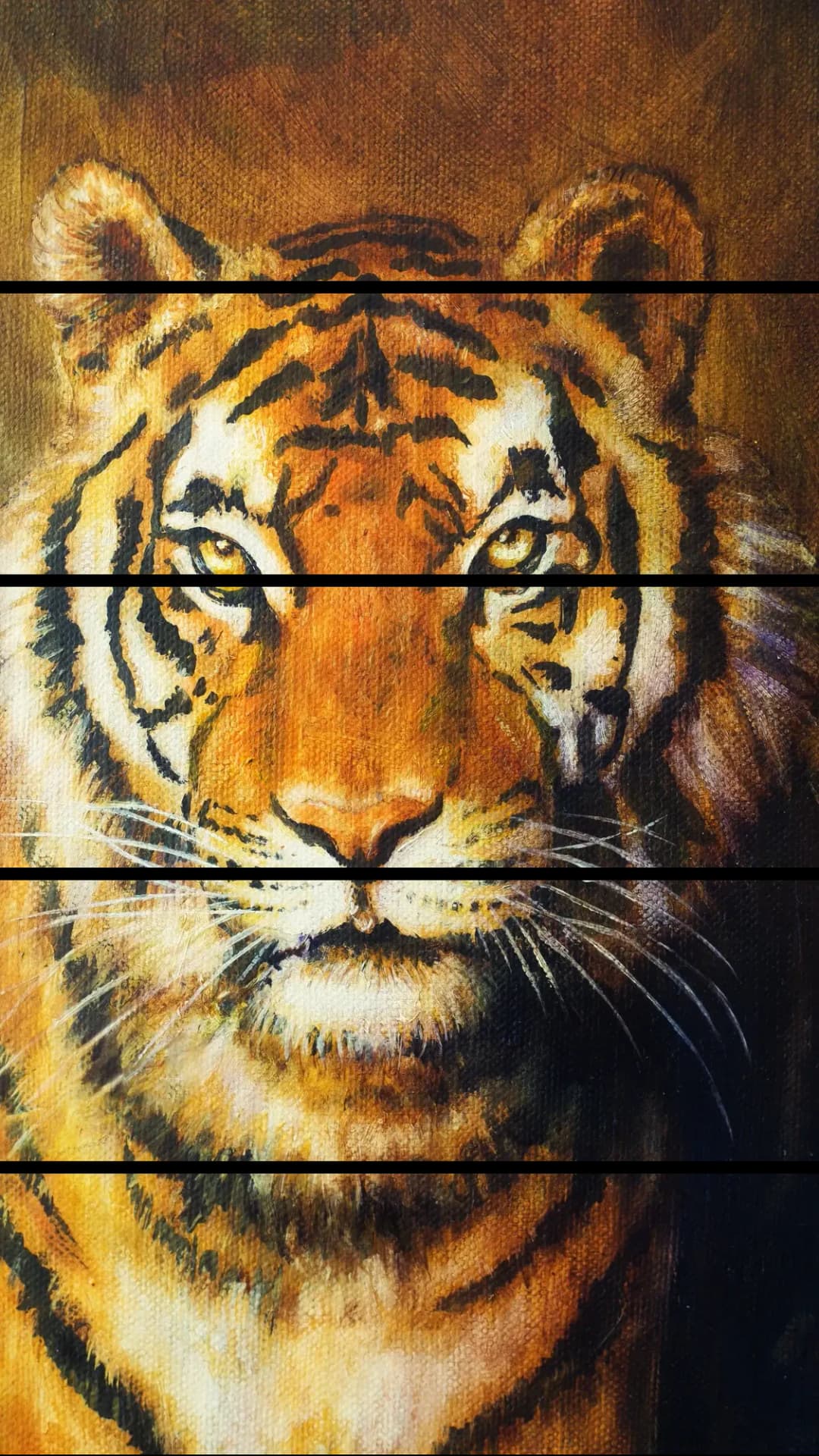 Fierce Tiger Portrait – 5 Panels Straight