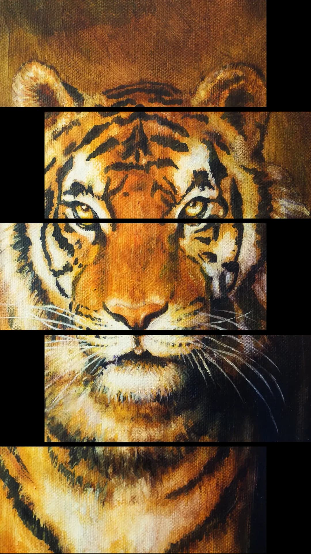 Fierce Tiger Portrait – 5 Panels Up & Down