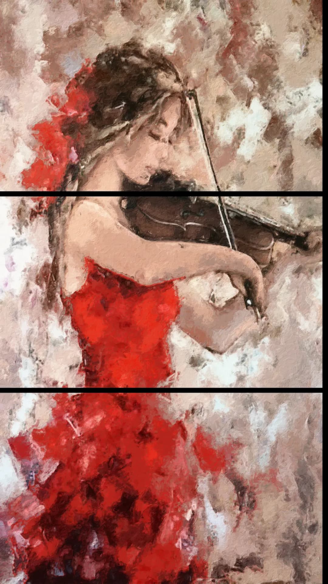 Flamenco Violinist Red – 3 Panels