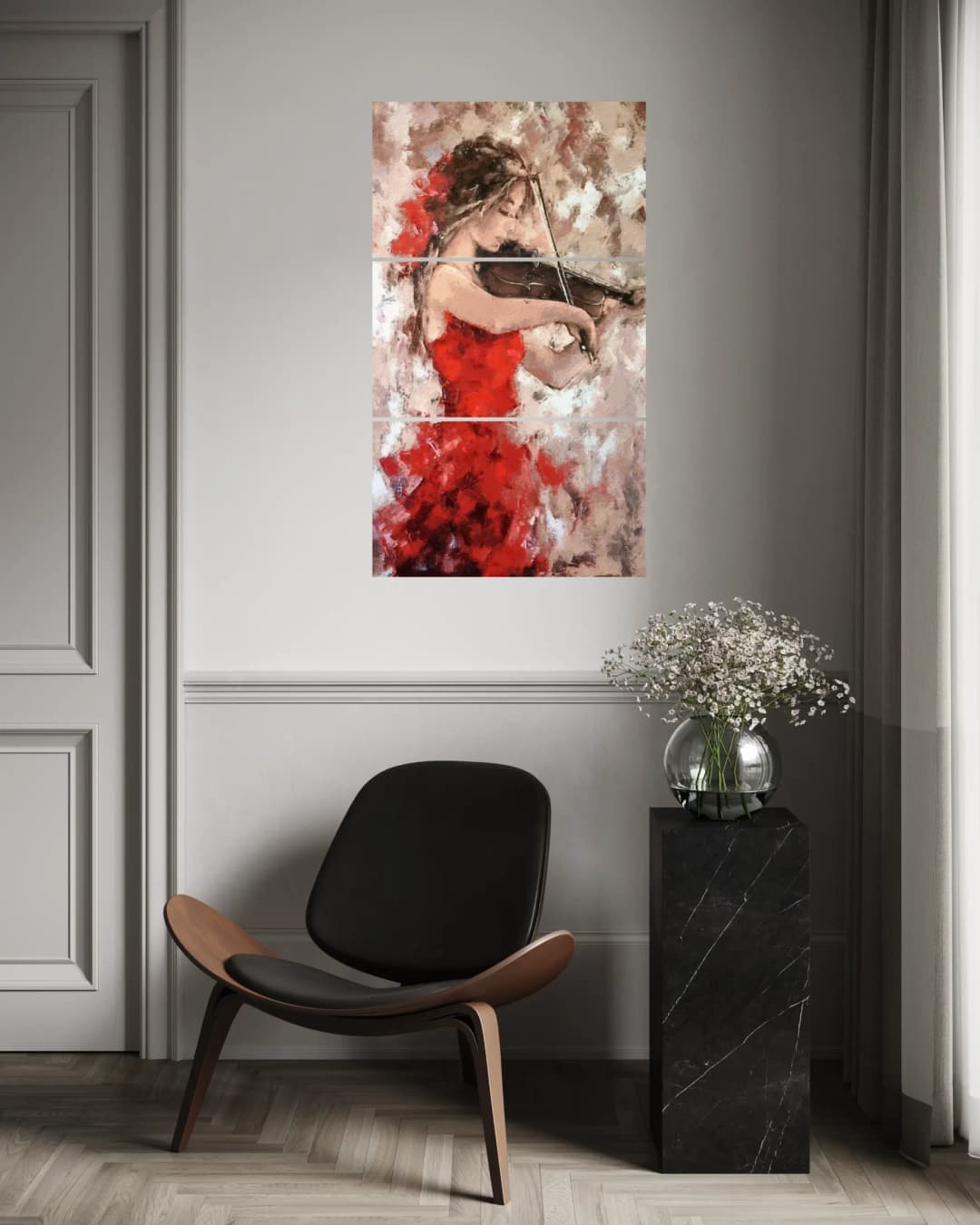 Flamenco Violinist Red – 3 Panels