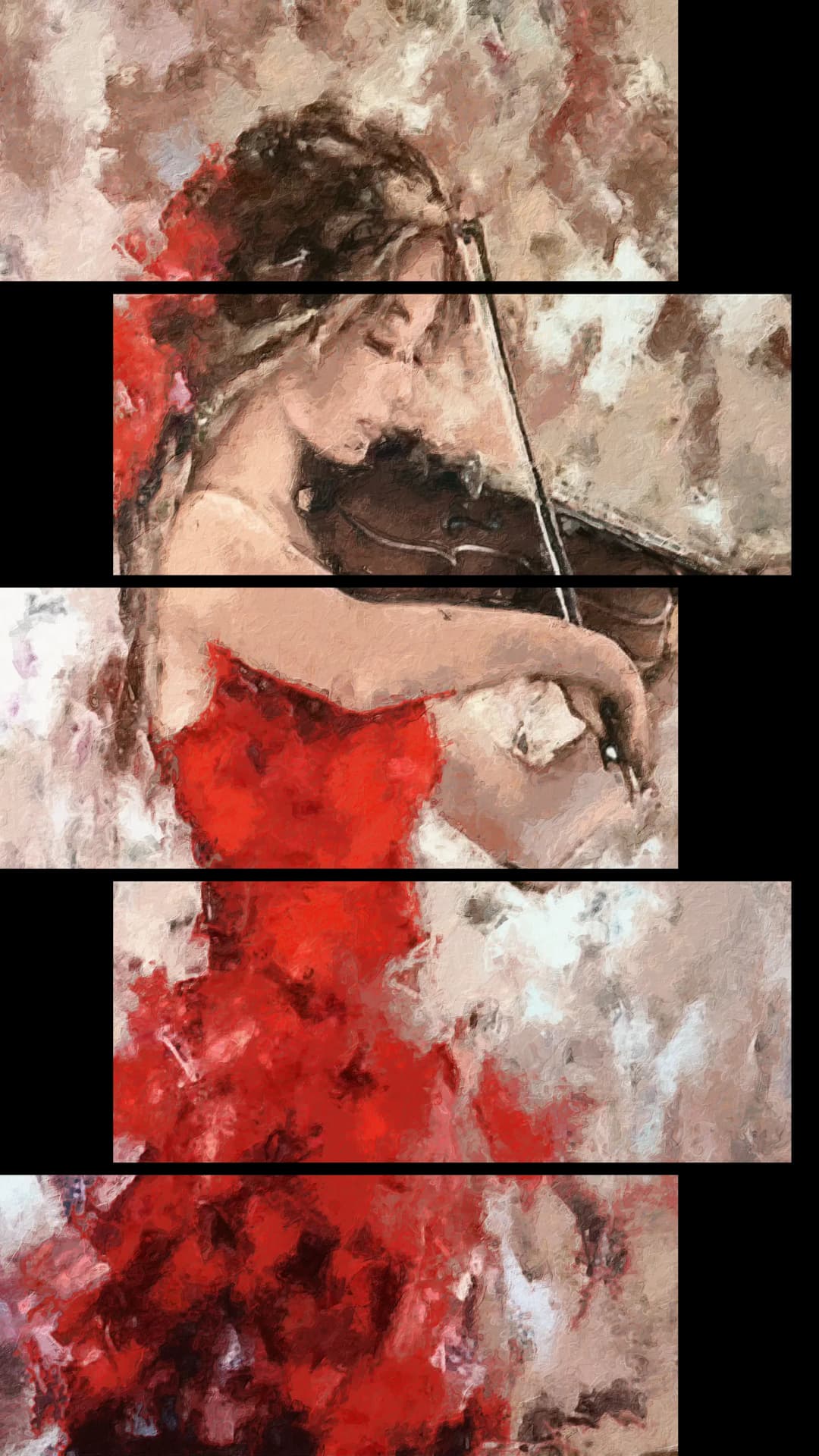 Flamenco Violinist Red – 5 Panels Up & Down