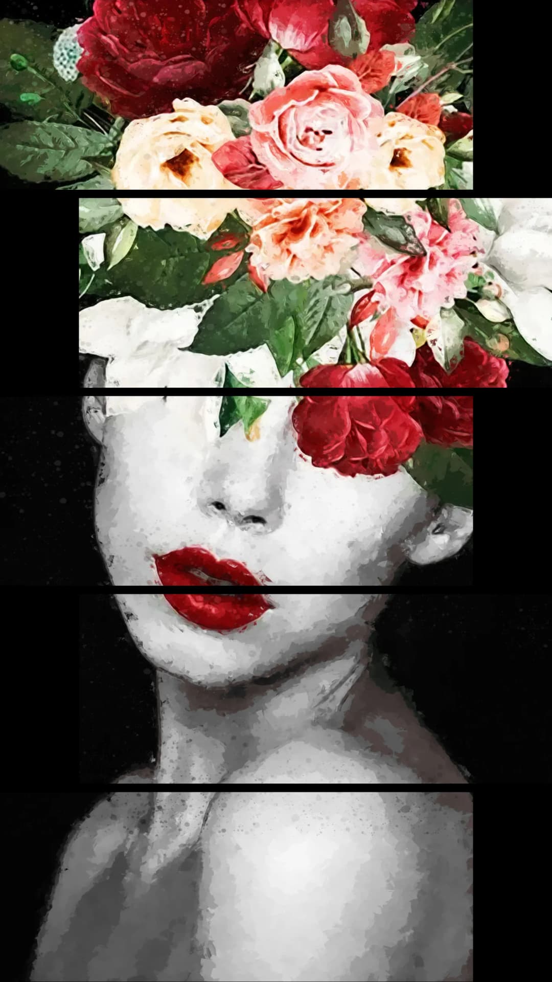 Floral Face Collage – 5 Panels Up & Down
