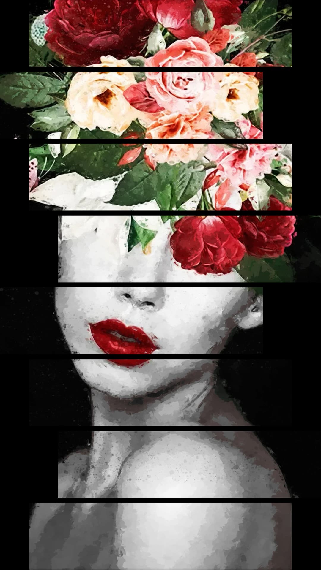 Floral Face Collage – 8 Panels Hierarchy