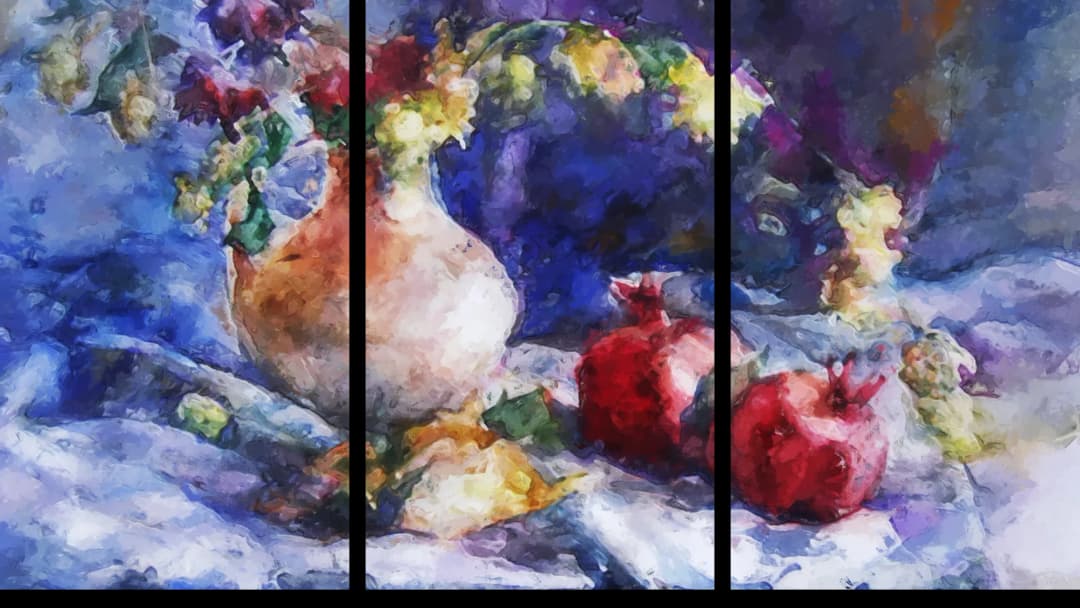 Flowers and Pomegranates – 3 Panels