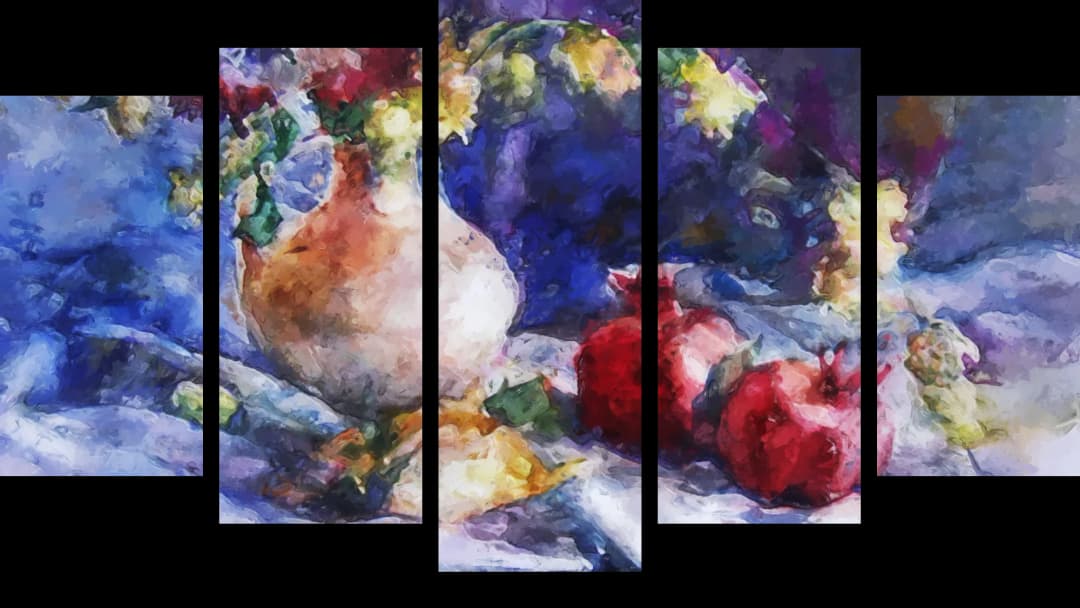 Flowers and Pomegranates – 5 Panels Hierarchy