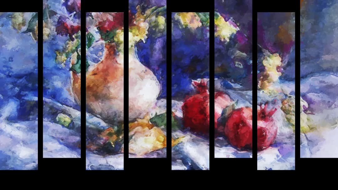 Flowers and Pomegranates – 8 Panels Up & Down