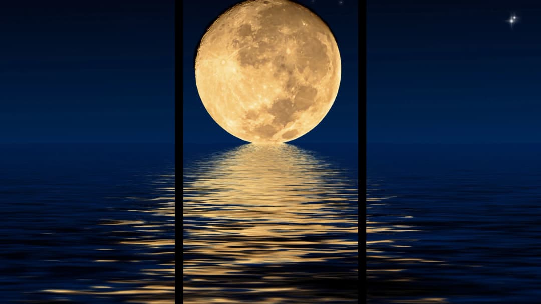 Full Moon Ocean Night – 3 Panels