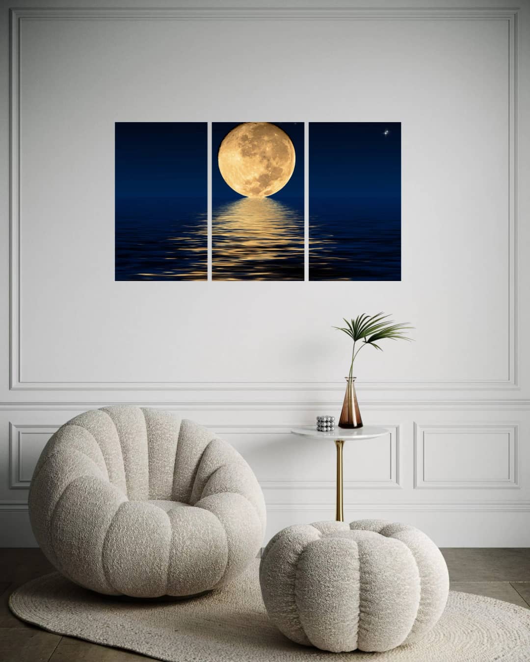 Full Moon Ocean Night – 3 Panels