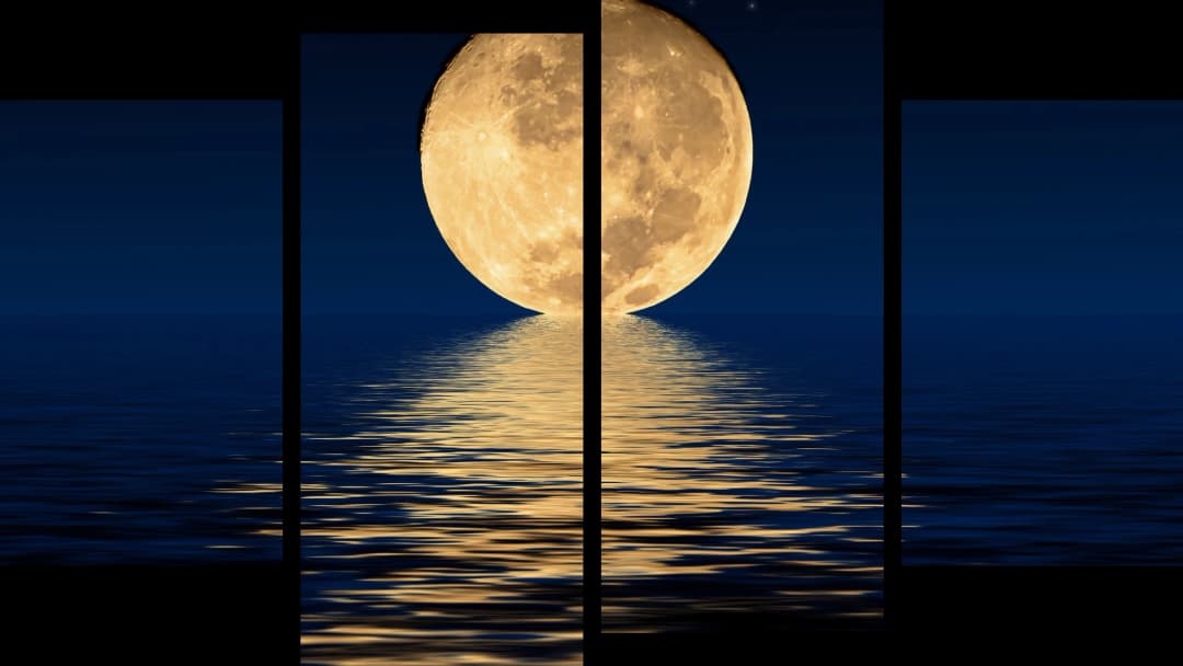 Full Moon Ocean Night – 4 Panels