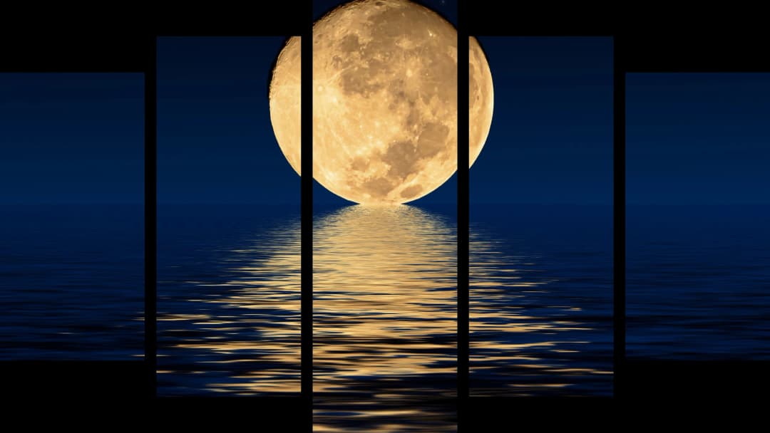 Full Moon Ocean Night – 5 Panels Hierarchy