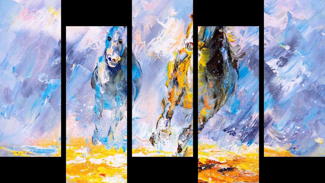 Galloping Horses Painting – 5 Panels Up & Down