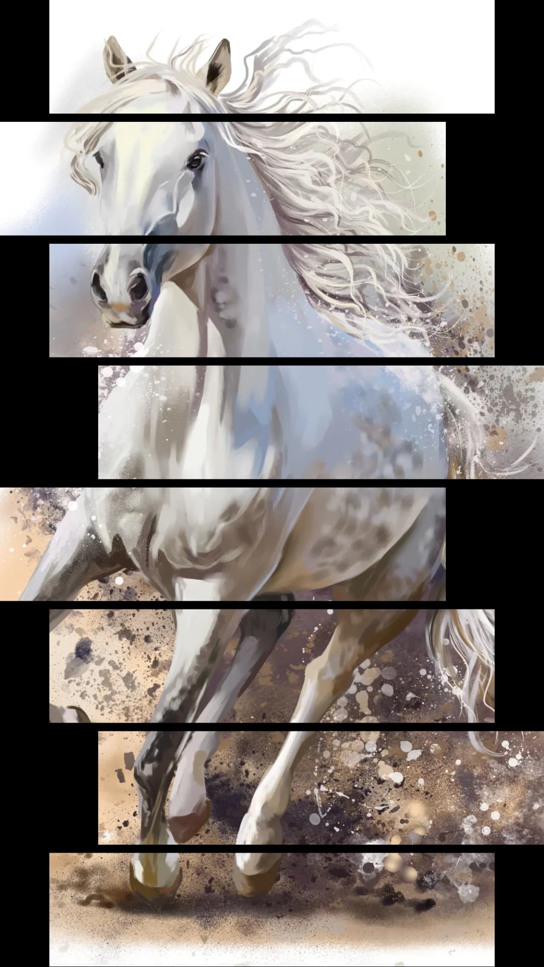 Galloping White Horse – 8 Panels Hierarchy