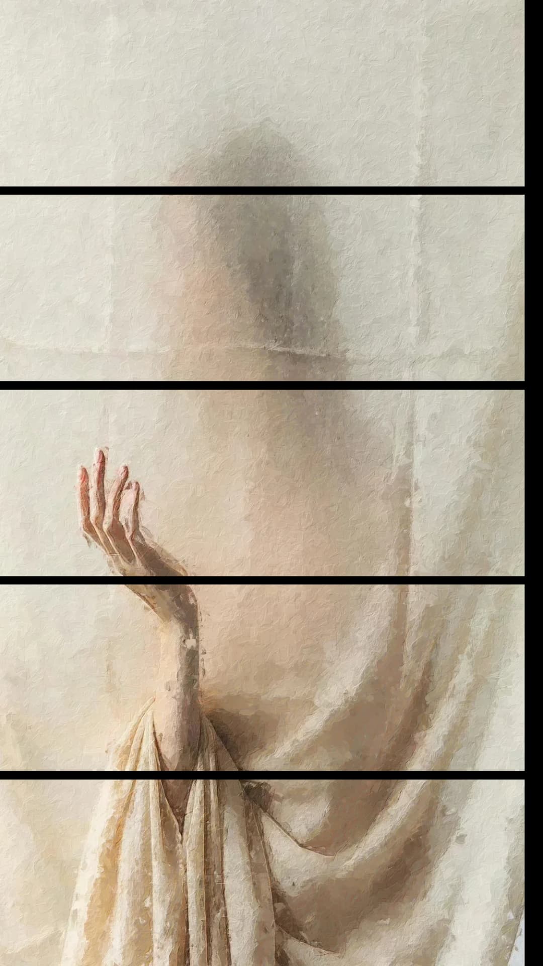 Ghostly Hand Curtain – 5 Panels Straight
