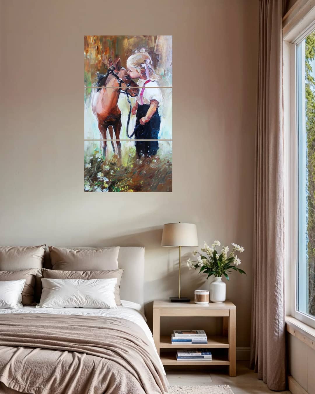 Girl Kissing Foal – 3 Panels