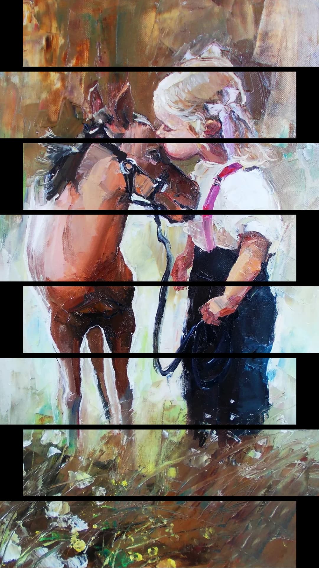 Girl Kissing Foal – 8 Panels Up & Down