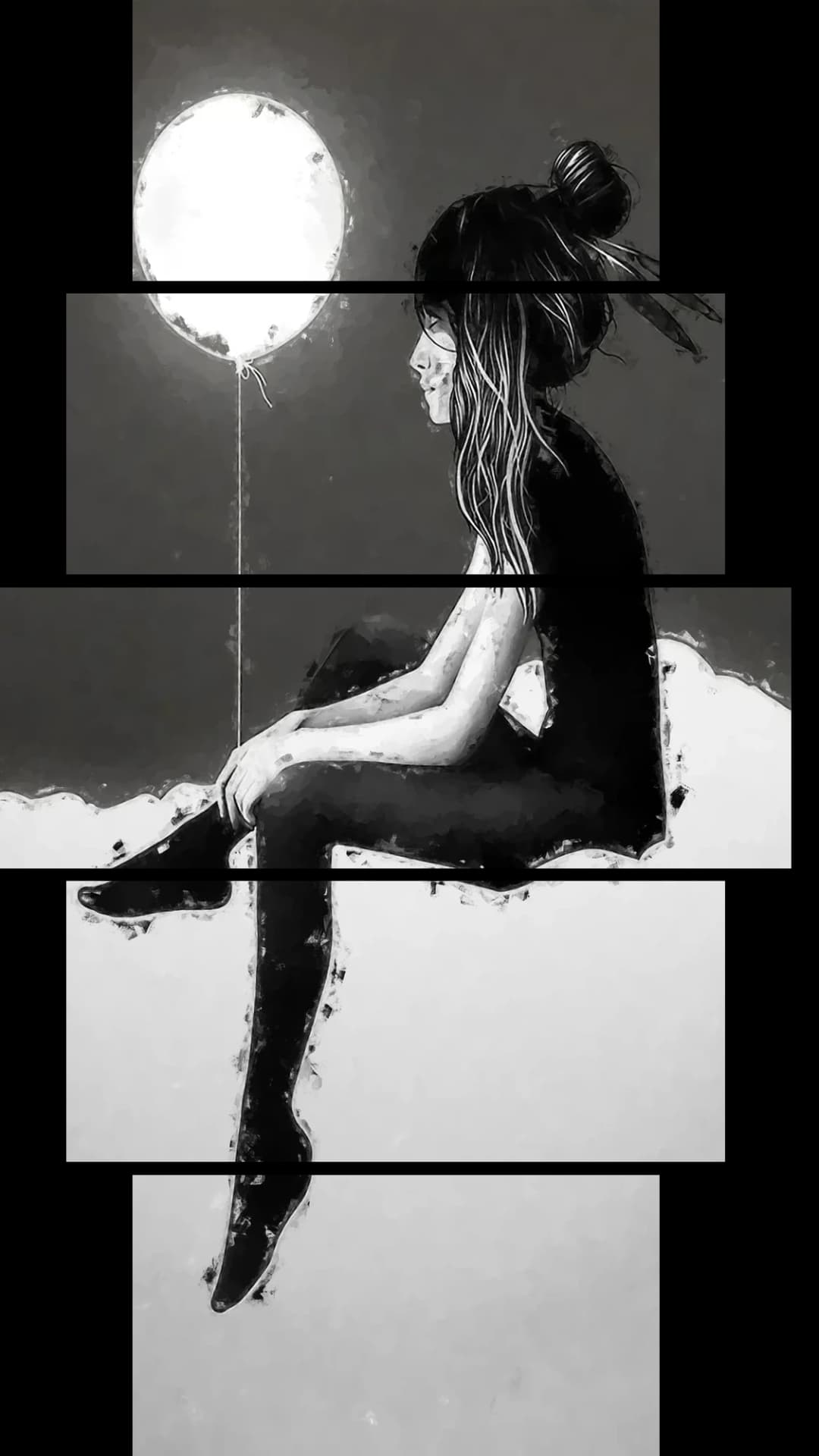 Girl On Cloud Balloon – 5 Panels Hierarchy