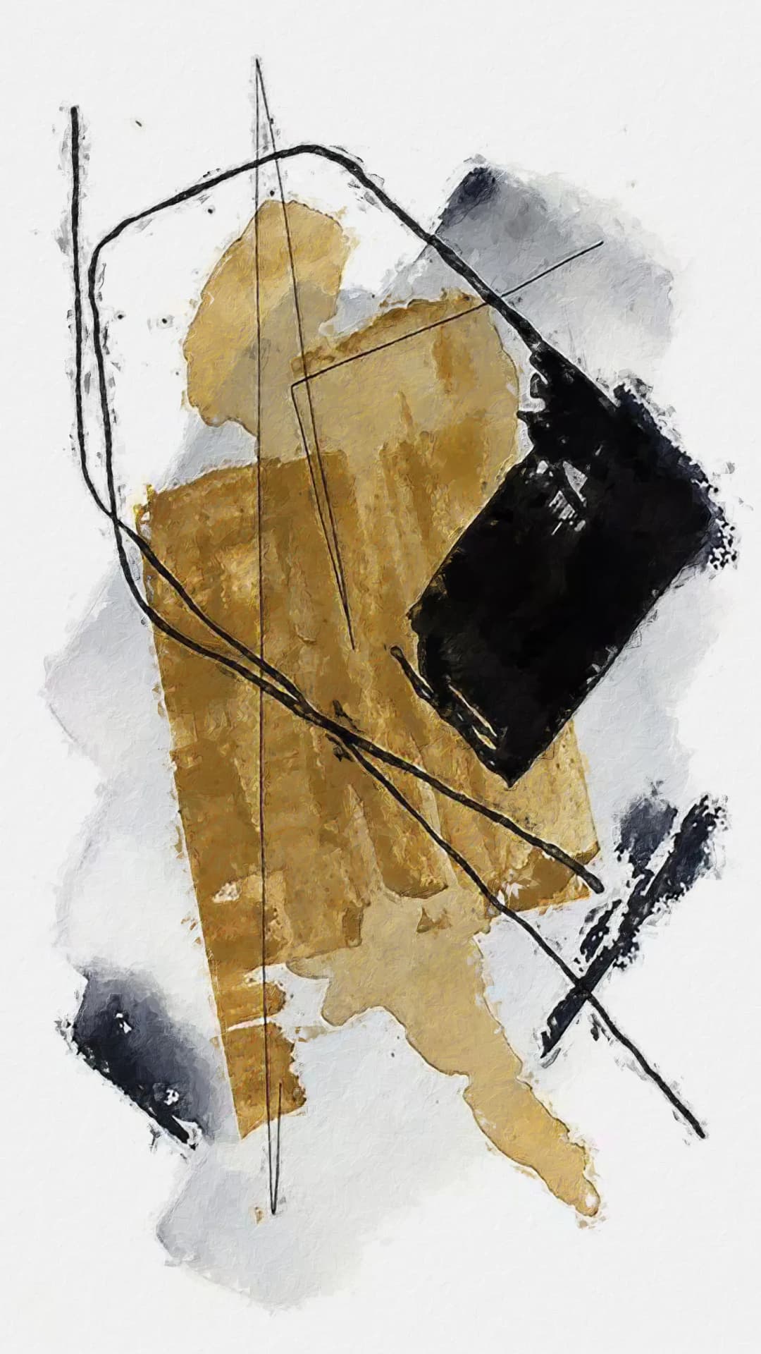 Gold Black Mixed Media