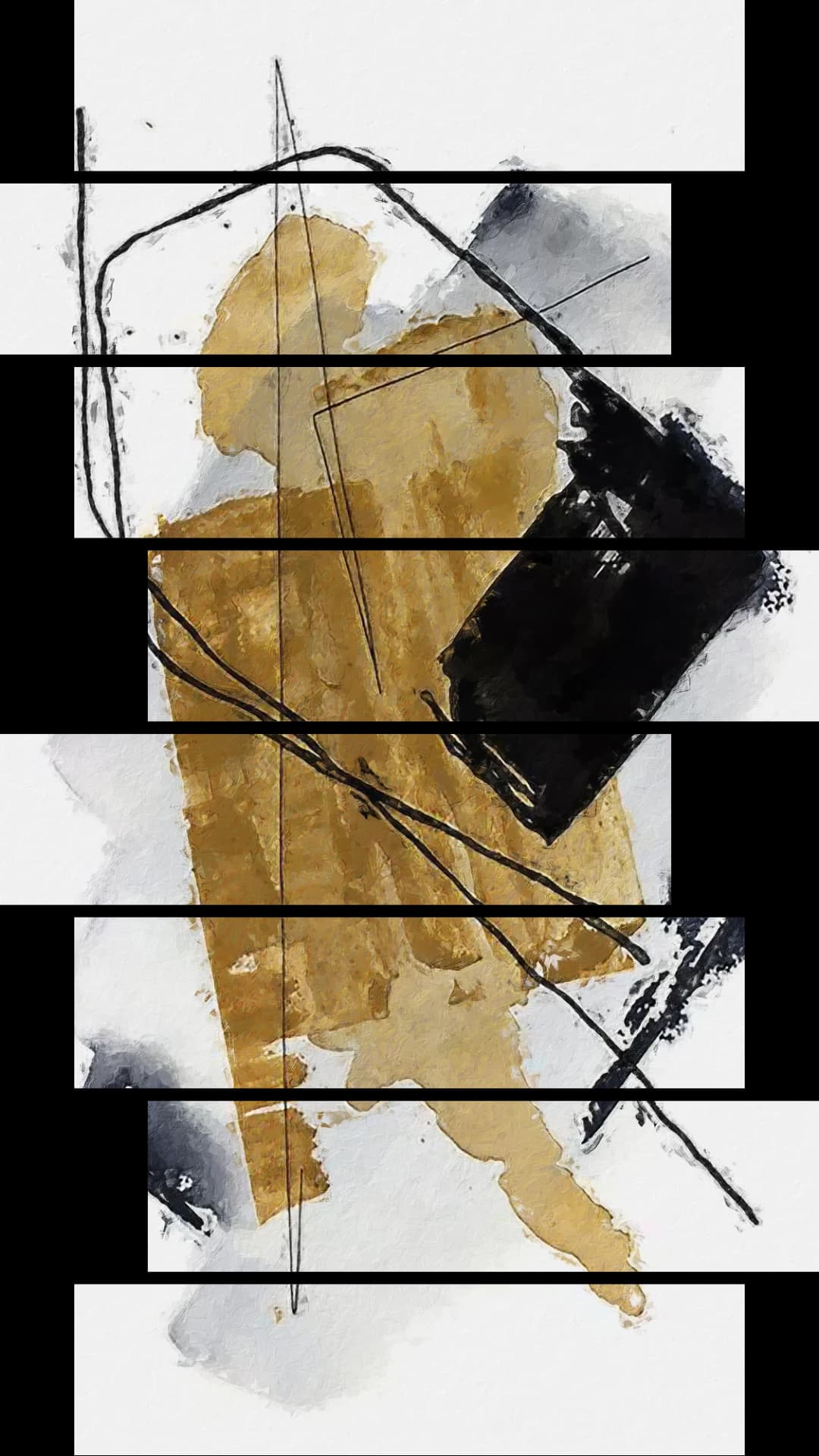 Gold Black Mixed Media – 8 Panels Hierarchy