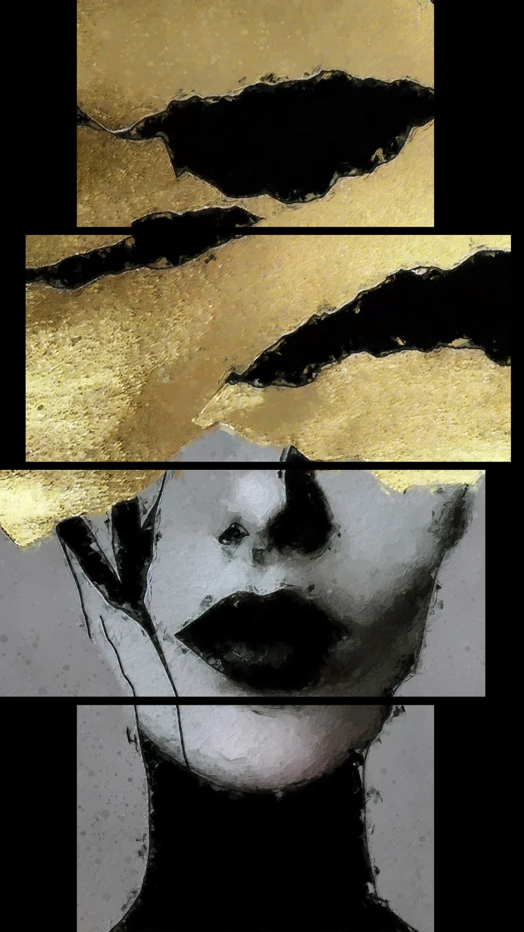 Gold Leaf Face Art – 4 Panels