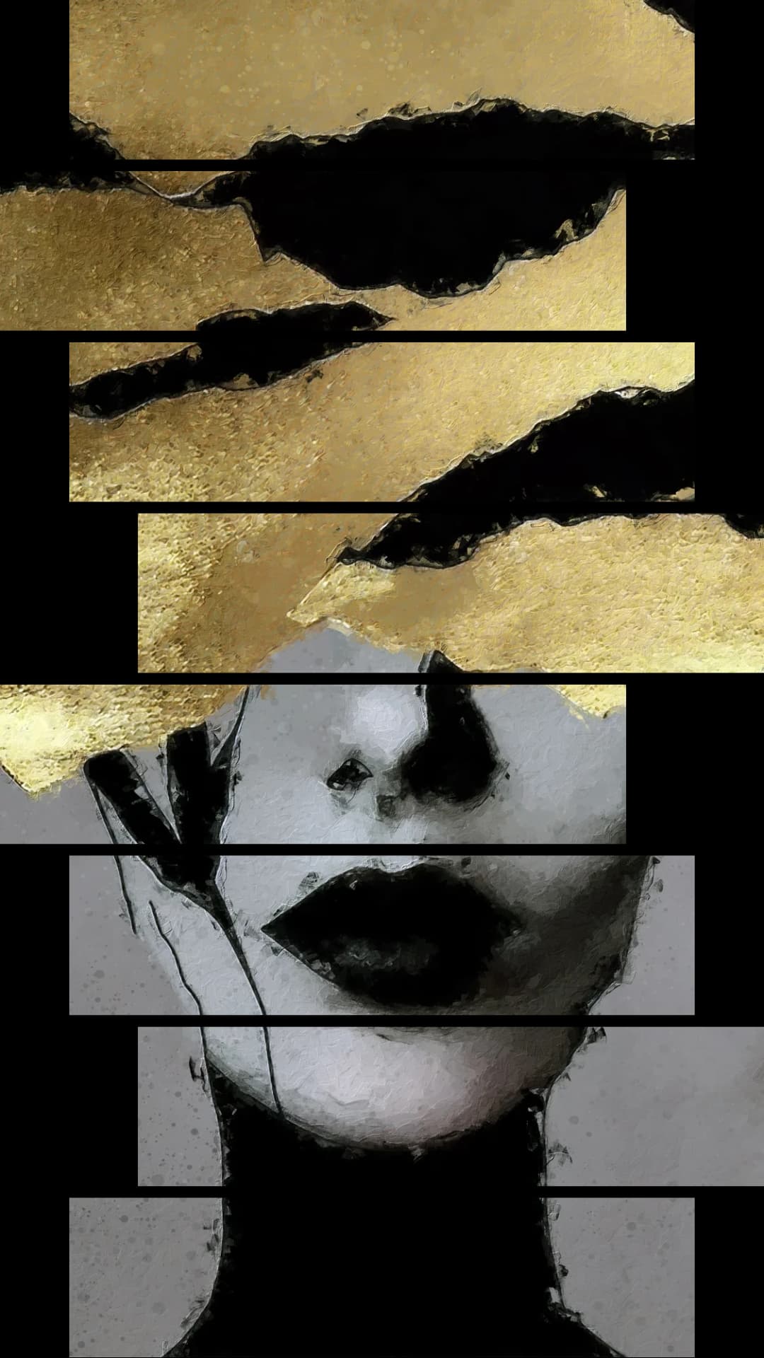 Gold Leaf Face Art – 8 Panels Hierarchy
