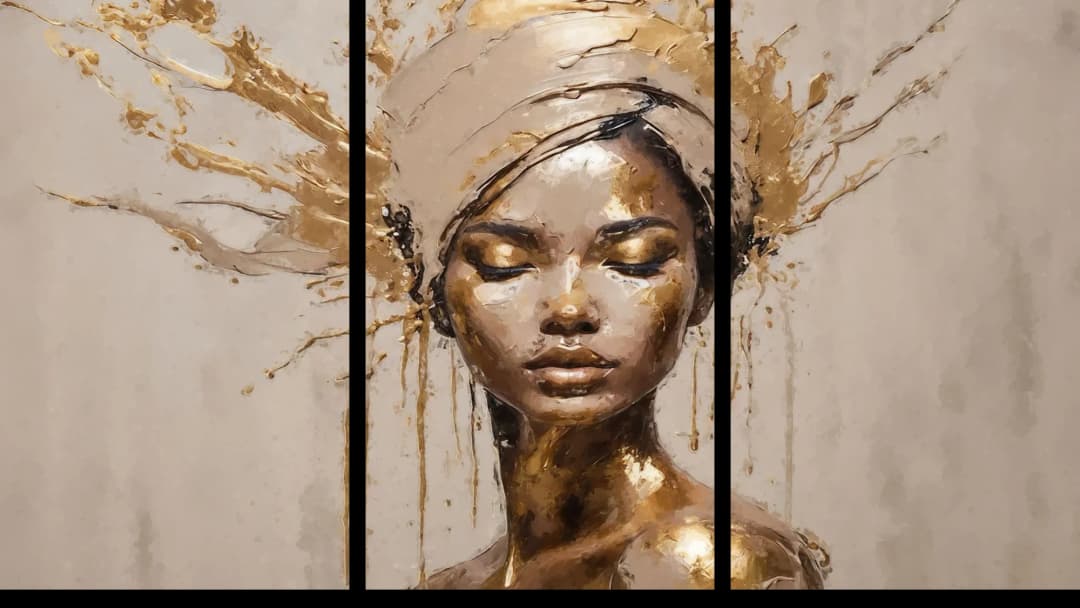 Gold Splash Meditation – 3 Panels