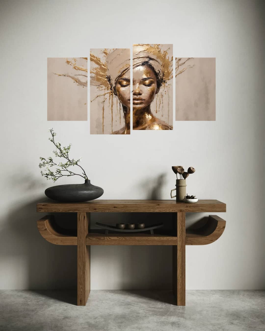 Gold Splash Meditation – 4 Panels