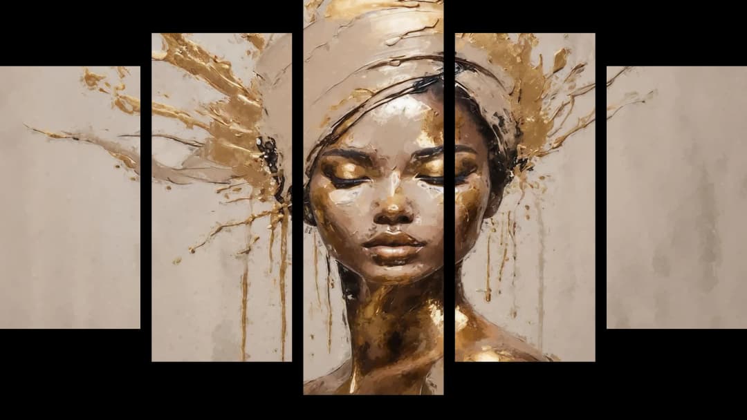Gold Splash Meditation – 5 Panels Hierarchy