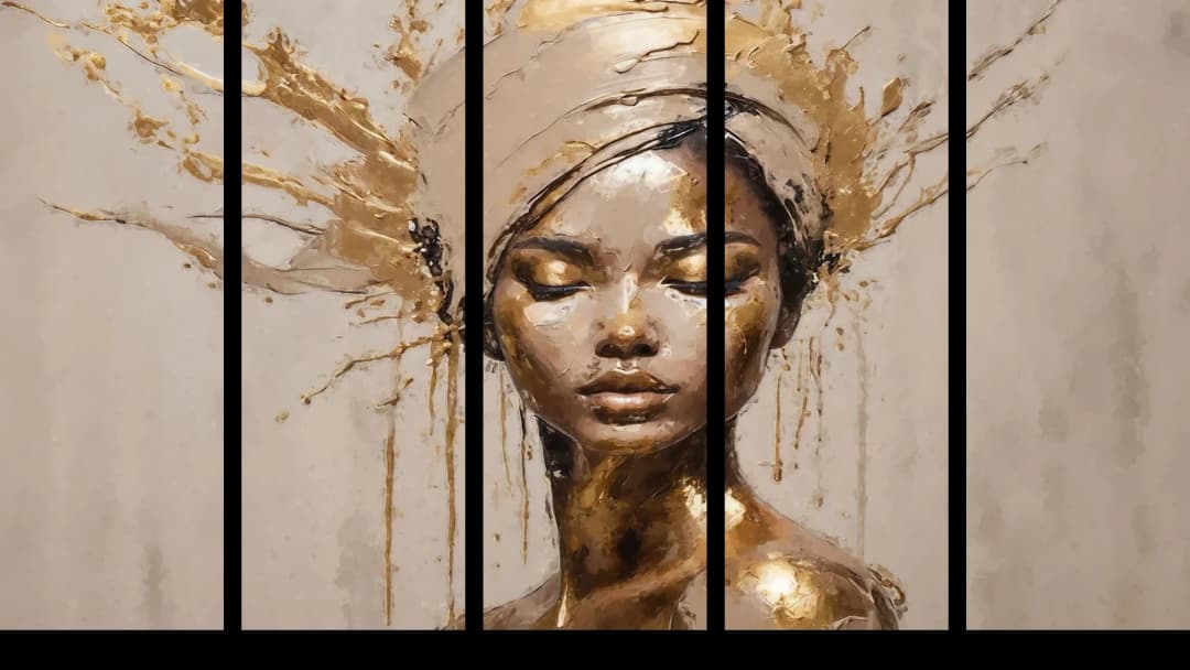 Gold Splash Meditation – 5 Panels Straight