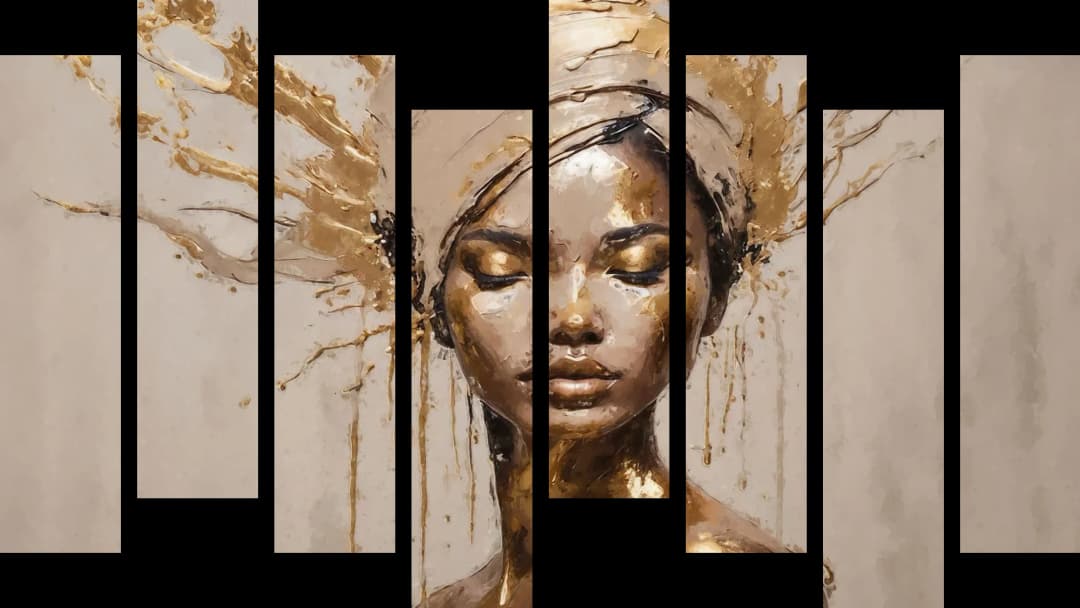 Gold Splash Meditation – 8 Panels Hierarchy