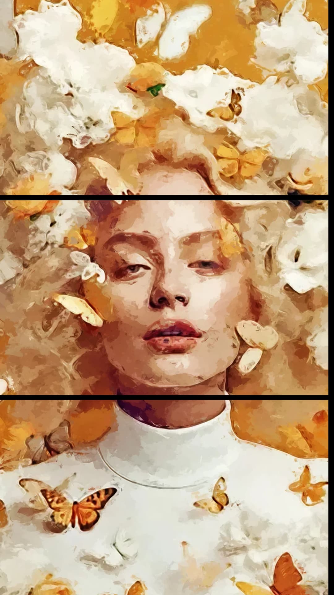 Golden Butterfly Woman – 3 Panels