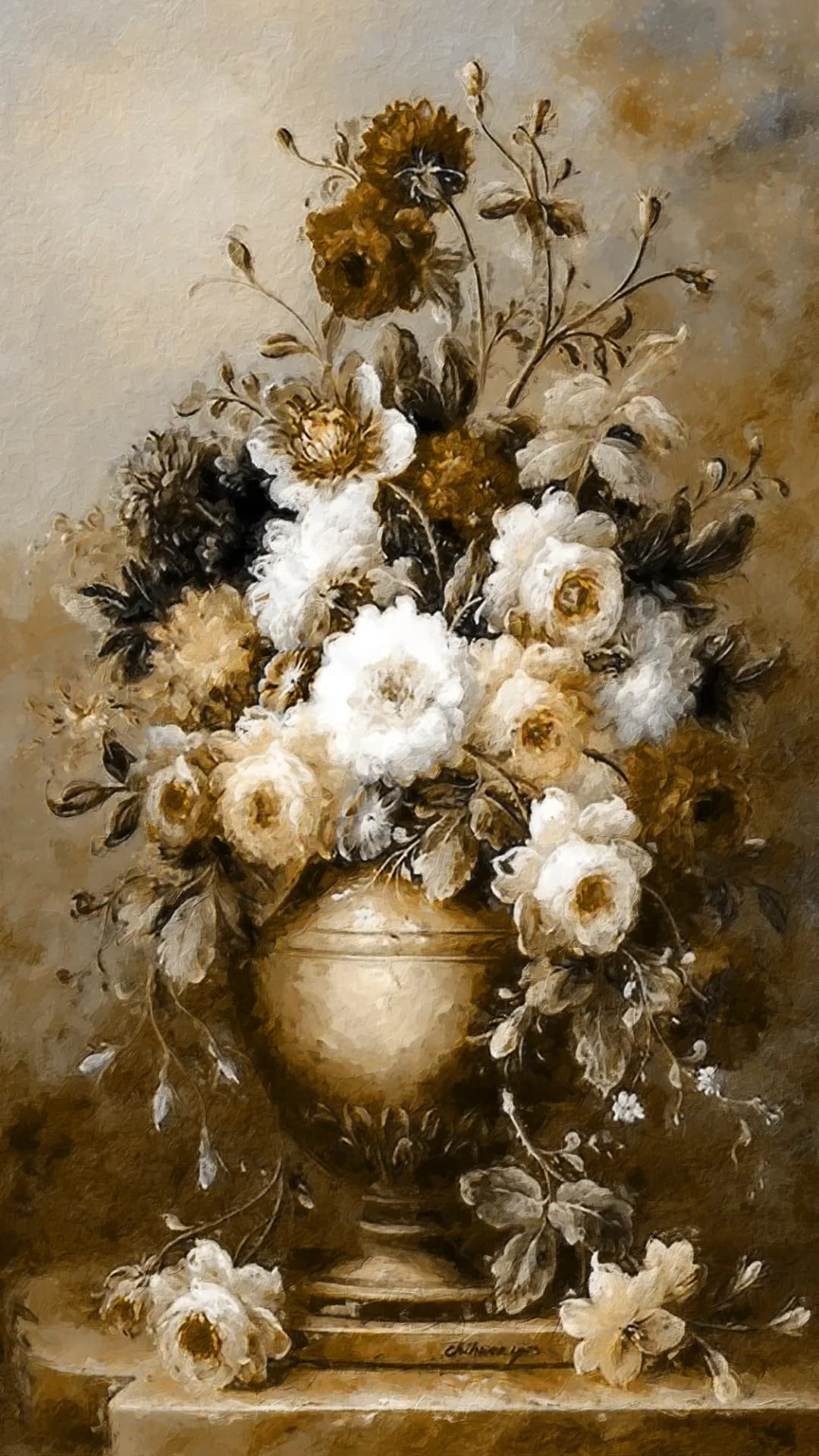 Golden Floral Urn