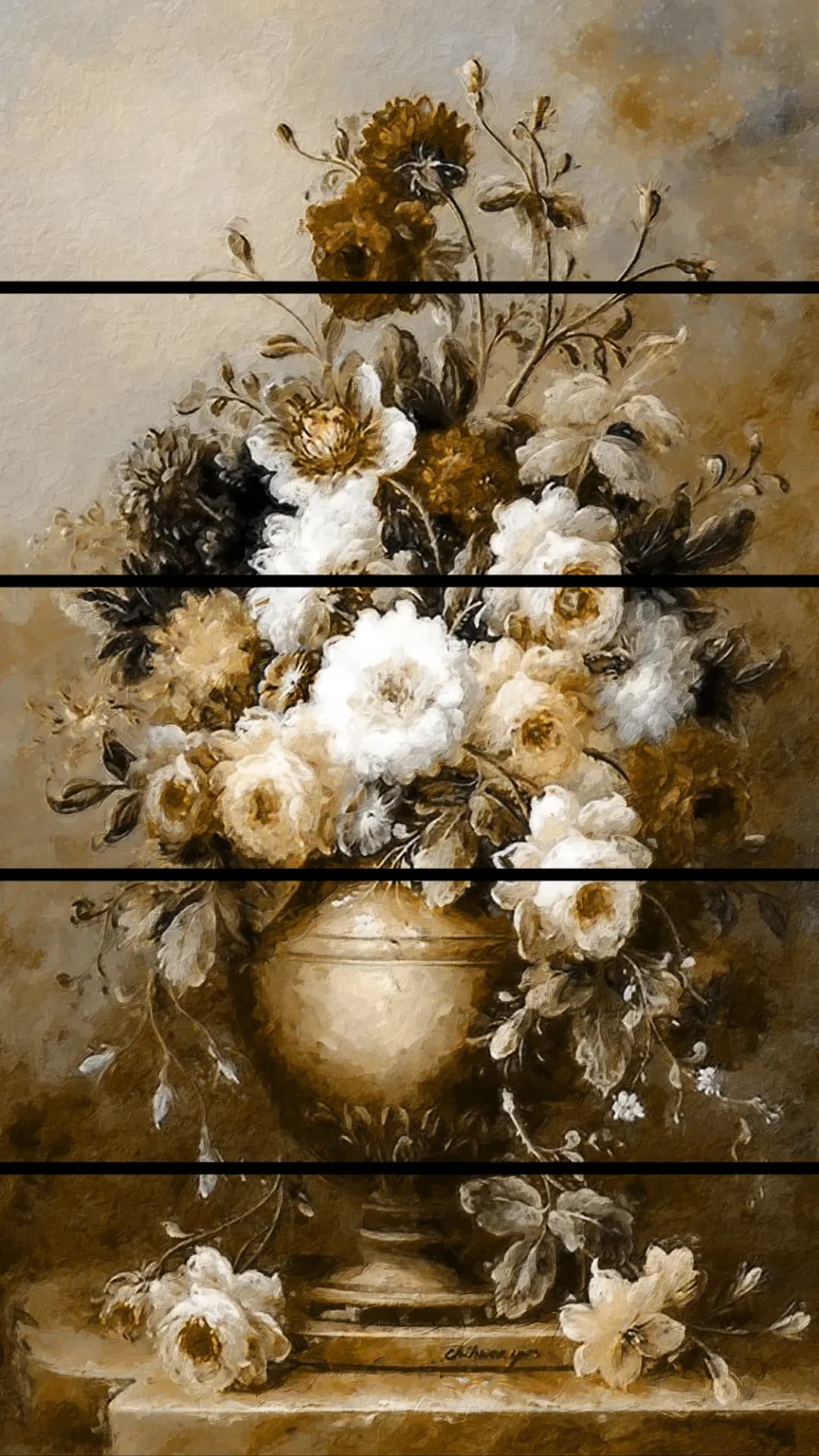 Golden Floral Urn – 5 Panels Straight