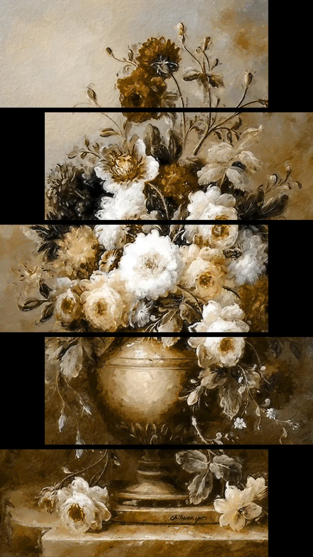Golden Floral Urn – 5 Panels Up & Down