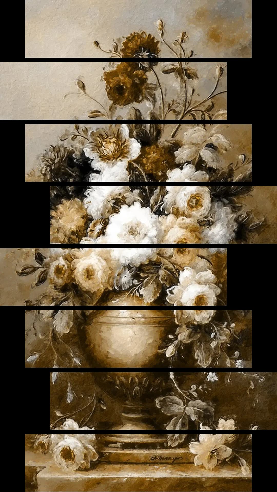 Golden Floral Urn – 8 Panels Hierarchy