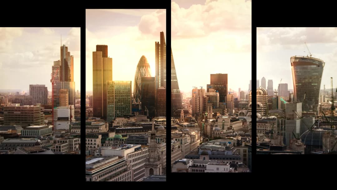 Golden London Skyline – 4 Panels