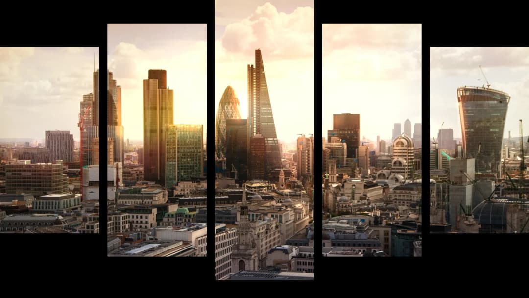 Golden London Skyline – 5 Panels Hierarchy