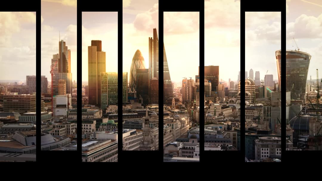 Golden London Skyline – 8 Panels Up & Down