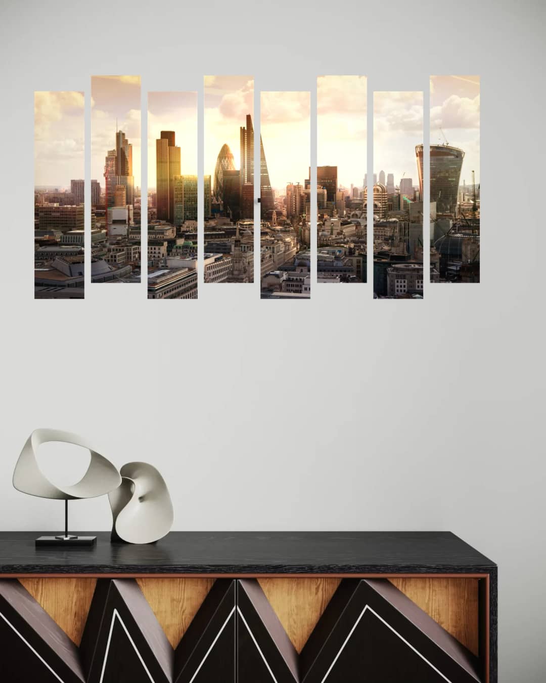 Golden London Skyline – 8 Panels Up & Down